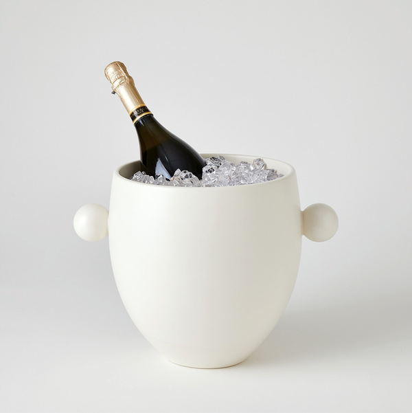 Ceramic Ball Handled Vase/ Ice Bucket & Pitchers, 3 Styles, White Glaze