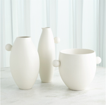 Ceramic Ball Handled Vase/ Ice Bucket & Pitchers, 3 Styles, White Glaze