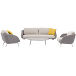 Scoop Occasional Chair with Optional Ottoman, Light Grey Aluminum