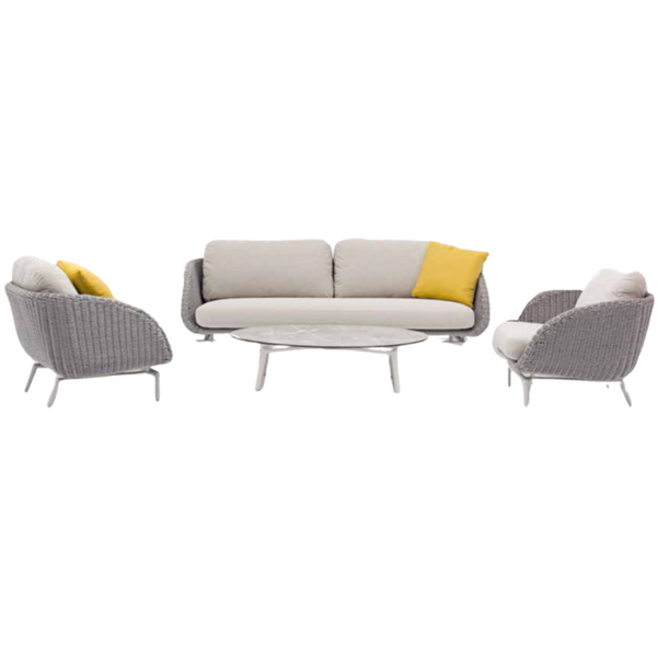 Scoop Occasional Chair with Optional Ottoman, Light Grey Aluminum