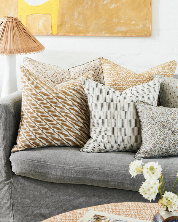 Lagos Sahara Linen Cushion, 20" x 20"