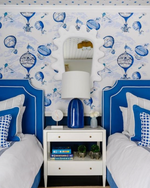 Melanie Table Lamp, Frosted Medium Blue