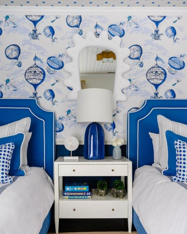 Melanie Table Lamp, Frosted Medium Blue