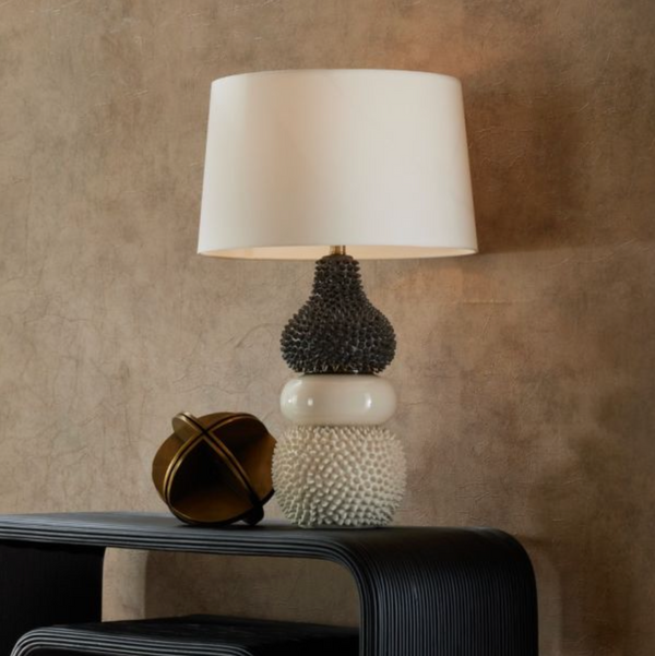Basilio Lamp, Ivory Crackle, Ceramic