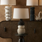 Basilio Lamp, Ivory Crackle, Ceramic