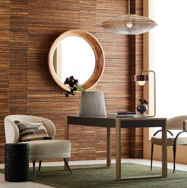 Aaron Lamp, Antique Brass, Cream Leather, White Marble