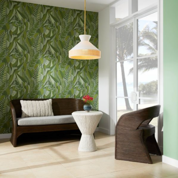 Malena Pendant, Antique Brass, White Linen