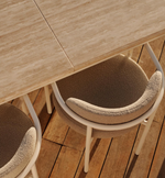 Porto Pill Dining Table 108", Travertine Natural