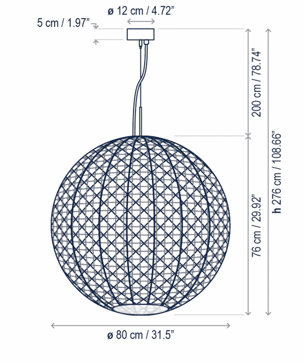 Nans Sphere 31.5" Outdoor Pendant, Beige Shade