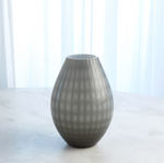 Cased Glass Grid Vase, Grey, Small