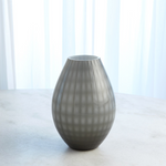 Cased Glass Grid Vase, Grey, Small