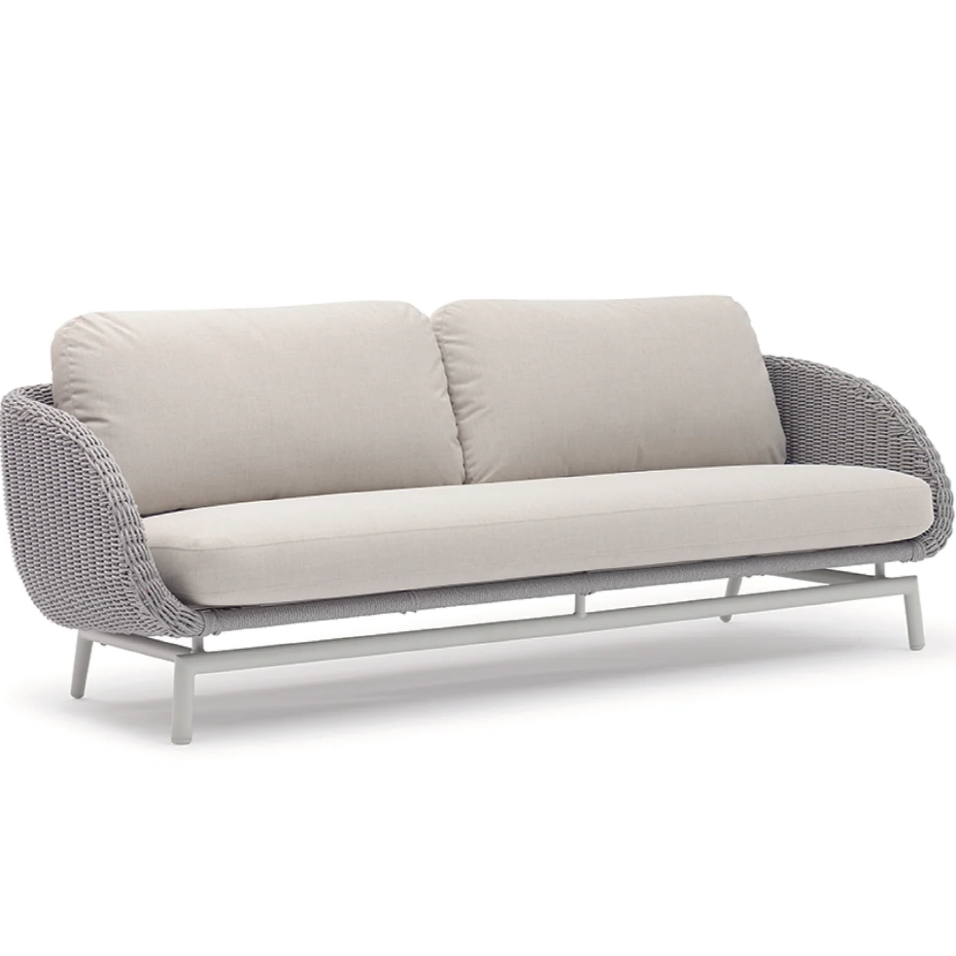 Scoop 3-Seater Sofa, Light Grey Aluminum, 80"W