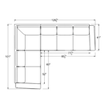 Paxton 2 Piece LAF Sectional, Nomad Snow Crypton Performance Fabric, 126.5" x 101"