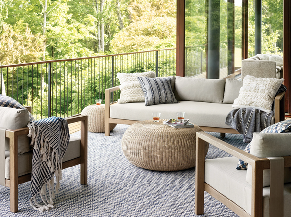 Archer Navy Woven Cotton Throw
