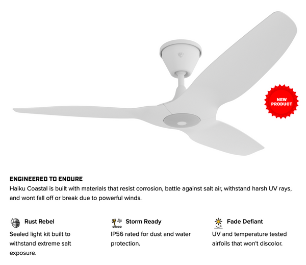 Coastal Haiku Marine-Grade Outdoor Fan, 52",  Black