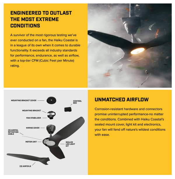 Coastal Haiku Marine-Grade Outdoor Fan, 52", Cocoa