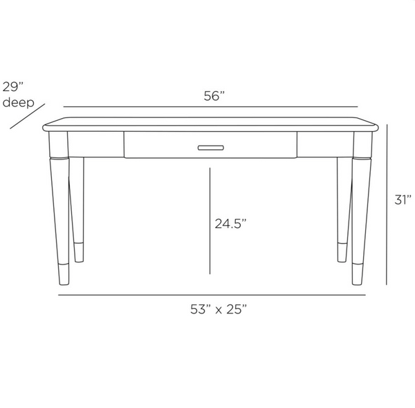 Willis Desk, Smoke, 56"W x 29"D x 31"H