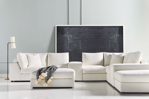 Lucca Sectional (moveable piece so can be LAF or RAF), 146.5" x 117" Kipri Snow Performance Fabric