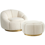 Inger Swivel Chair with Ottoman, Bouclé Cream
