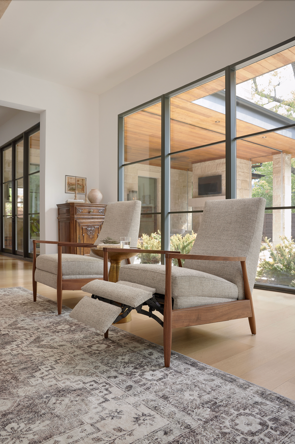 Aston Manual Recliner Chair, Sonata Grey Performance Fabric/Walnut