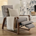 Elton Manual Recliner Chair, Iris Fossil Performance Fabric/Walnut