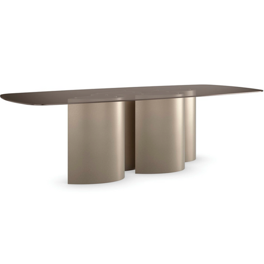 Aphelion Dining Table, Gold/Smoked Bronze Glass, 110"W x 46"D
