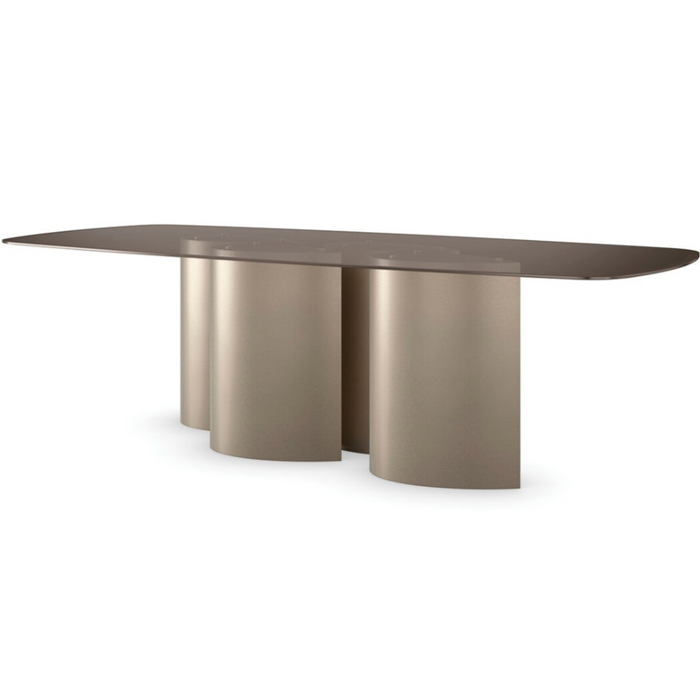 Aphelion Dining Table, Gold/Smoked Bronze Glass, 110"W x 46"D