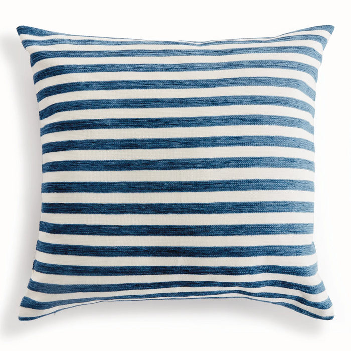 Gideon Square Indoor/Outdoor Pillow, Blue Stripe, 24" x 24"