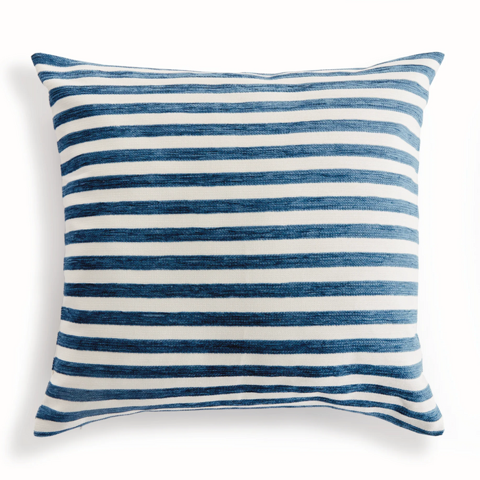 Gideon Square Indoor/Outdoor Pillow, Blue Stripe, 20" x 20"