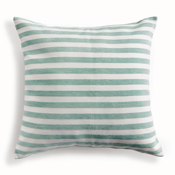 Gideon Square Indoor/Outdoor Pillow, Seafoam Stripe, 20" x 20"