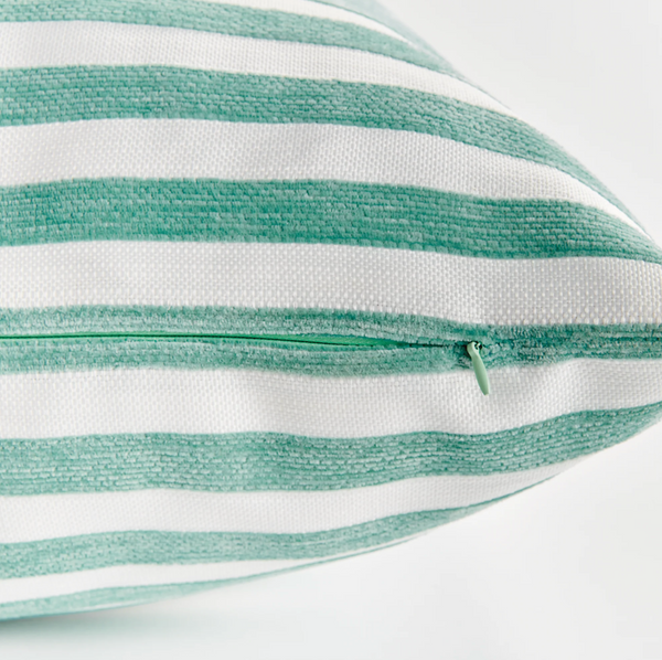 Gideon Square Indoor/Outdoor Pillow, Seafoam Stripe, 20" x 20"
