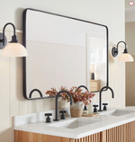 Double Vanity Rounded Rectangle Metal Framed Mirror, Oil Rubbed Bronze, 66"W X 36"H