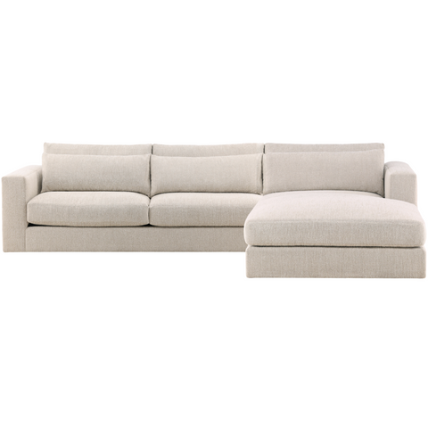 Leone RAF Sectional, Topper Oatmeal Performance Fabric, 140.5" W