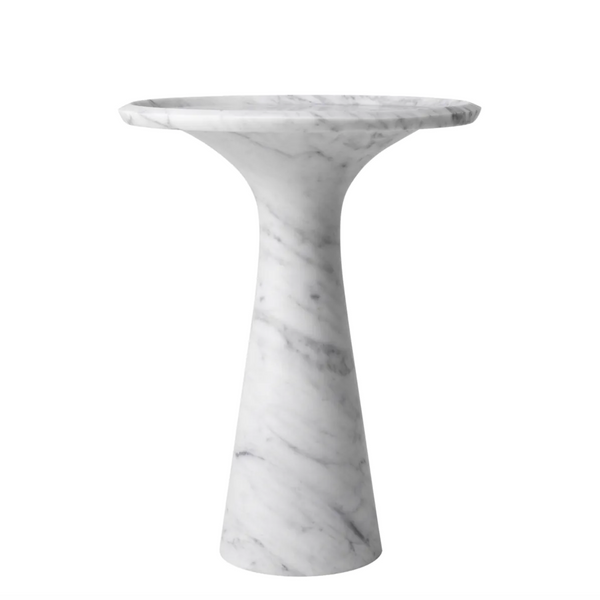 Pompano Low Side Table, Carrara marble, 18.31"Dia