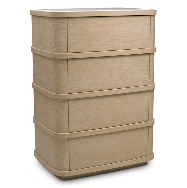 Cabana Tall Dresser - Washed Oak Veneer/Bianco Lilac Marble, 33.86"W