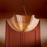 Los Palmos Chandelier - Rattan/Vintage Brass, 31.89"Dia