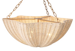 Los Palmos Chandelier - Rattan/Vintage Brass, 31.89"Dia