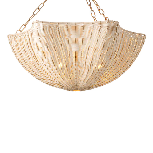 Los Palmos Chandelier - Rattan/Vintage Brass, 31.89"Dia
