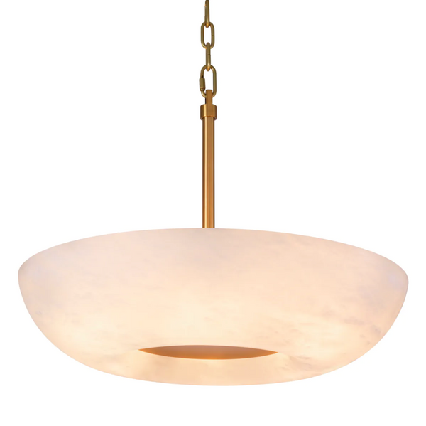 Ariano Pendant - Alabaster/Antique Brass, 23.62"Dia
