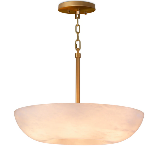 Ariano Pendant - Alabaster/Antique Brass, 23.62"Dia