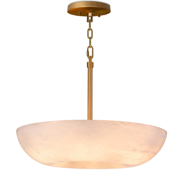 Ariano Pendant - Alabaster/Antique Brass, 23.62"Dia