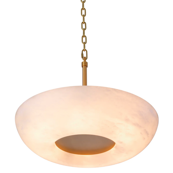Ariano Pendant - Alabaster/Antique Brass, 23.62"Dia