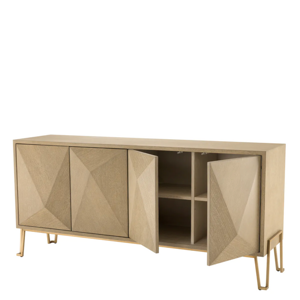 Highland Sideboard - Washed Oak Veneer, 71.26" W x 18.11" D x 32.48"H