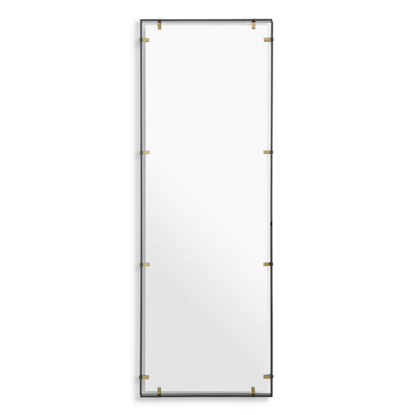 Verona Large Mirror - Smoke Glass/Antique Brass, 76.77" L x 25.59" W