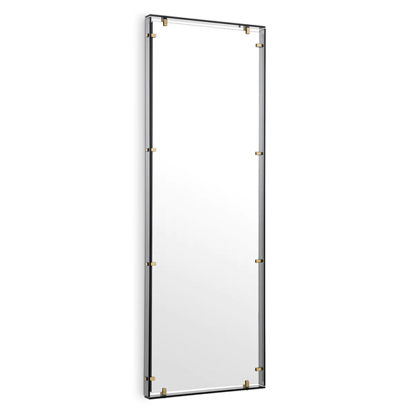 Verona Large Mirror - Smoke Glass/Antique Brass, 76.77" L x 25.59" W