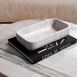Vioujard Bowl - White Marble, 14.37"W x 7.68"D