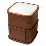 Cabana Nightstand - Walnut Veneer/Bianco Lilac Marble, 19.69"H