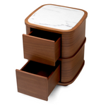 Cabana Nightstand - Walnut Veneer/Bianco Lilac Marble, 19.69"H