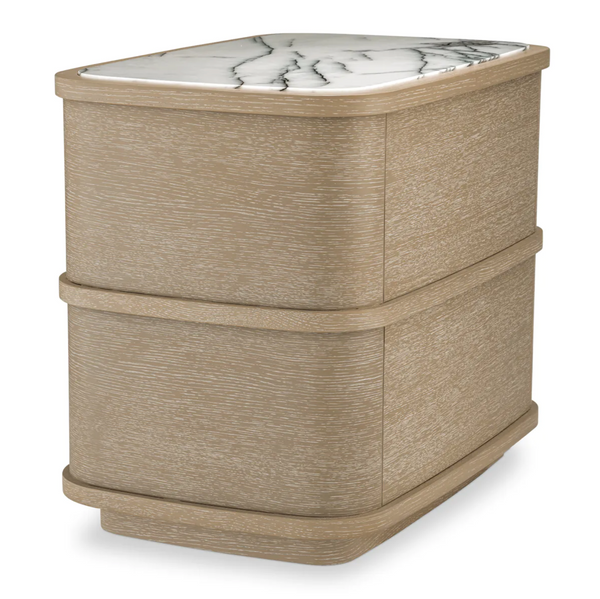 Cabana Nightstand - Washed Oak Veneer/Bianco Lilac Marble, 29.53"W