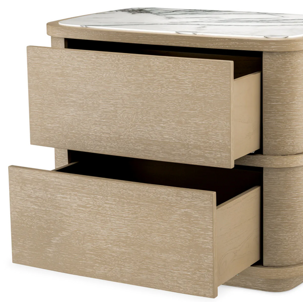 Cabana Nightstand - Washed Oak Veneer/Bianco Lilac Marble, 29.53"W